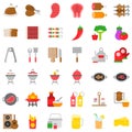 Barbecue related vector icon set, flat style Royalty Free Stock Photo