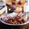 Barbecue rib meal with fixings Royalty Free Stock Photo