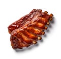 Barbecue ribs in sauce on a white background Royalty Free Stock Photo
