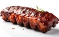 Barbecue Ribs on White Background. AI Royalty Free Stock Photo
