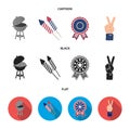 Barbecue, salute, voting ebblema, victory. The patriot day set collection icons in cartoon,black,flat style vector