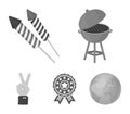 Barbecue, salute, voting ebblema, victory. The patriot`s day set collection icons in monochrome style vector symbol