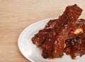Barbecue sauce covered beef spare ribs