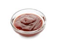 Barbecue sauce in glass bowl on white background Royalty Free Stock Photo