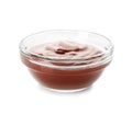 Barbecue sauce in glass bowl on white background Royalty Free Stock Photo