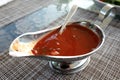 Barbecue sauce in gravy boat