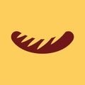 Barbecue sausage simple vector illustration. Grilled sausage icon.