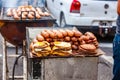 Barbecue sausages and meat on the streets of Buenos Aires during the LGBT march