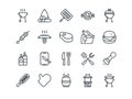 Barbecue. Set of outline vector icons. Includes such as BBQ, Grill, Steak and other. Editable Stroke. 48x48 Pixel