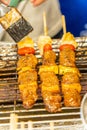 BBQ Skewers Kebabs and vegetables on skewers, colorful and delicious. Royalty Free Stock Photo