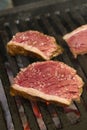 Barbecue sliced steak roasting on the coals. This form of barbecue is widely consumed throughout Brazil