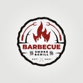Barbecue smoke & grill logo vector illustration design