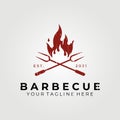 Barbecue smoke & grill logo vector illustration design