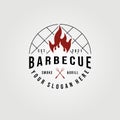 Barbecue smoke & grill logo vector illustration design