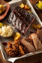 Barbecue Smoked Brisket and Ribs Platter Royalty Free Stock Photo