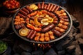 barbecue with smoked exotic sausages