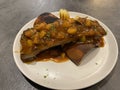 Barbecue spareribs serving on white plate