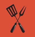 Barbecue spatula and fork sign