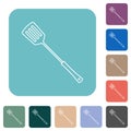 Barbecue spatula outline rounded square flat icons