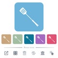 Barbecue spatula solid flat icons on color rounded square backgrounds