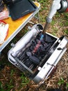 the Barbecue Stainless stove for meat and seafood grilled in camping cooking