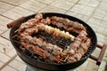 Barbecue sticks on mangal