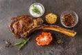 Barbecue Tomahawk Steak on grill roast with herb prepared for grill