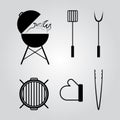 Barbecue tools icons set