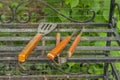 Barbecue tools tongs, carving fork, spatula