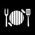 Barbecue utensils dark mode glyph icon Royalty Free Stock Photo