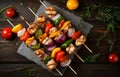 Barbecue vegetables meat top view. Generate Ai Royalty Free Stock Photo