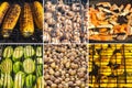 Barbecue vegetables are prepared food collage. Organic food concept Royalty Free Stock Photo