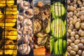 Barbecue vegetables are prepared food collage. Organic food concept Royalty Free Stock Photo