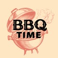 Barbecue weekend cookout event. Cooking outdoor, BBQ banner vintage. Design for menu, poster, flyer, announcement