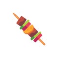 Barbecue on a wooden stick. Fast food flat icon Royalty Free Stock Photo