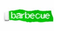 Barbecue word written under green torn paper