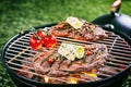 Barbecued beef steak garnished with butter Royalty Free Stock Photo