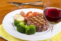 Barbecued Beef Steak and a Glass of Red Wine #3 Royalty Free Stock Photo