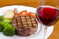 Barbecued Beef Steak and a Glass of Red Wine #4 Royalty Free Stock Photo