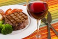 Barbecued Beef Steak and a Glass of Red Wine #5 Royalty Free Stock Photo