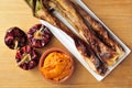 Barbecued calcots, sweet onions, and romesco sauce typical of Ca Royalty Free Stock Photo