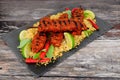 Chilli Chicken Kebabs With Rice Royalty Free Stock Photo