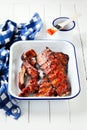 Barbecued glazed pork ribs Royalty Free Stock Photo