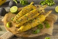 Barbecued Homemade Elote Mexican Street Corn Royalty Free Stock Photo