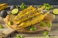 Barbecued Homemade Elote Mexican Street Corn Royalty Free Stock Photo