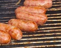 Barbecued meat and pork sausages Royalty Free Stock Photo