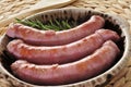 Barbecued pork meat sausages Royalty Free Stock Photo