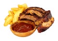 Barbecued Pork Ribs With Chips Royalty Free Stock Photo