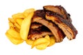 Barbecued Pork Ribs With Chips Royalty Free Stock Photo