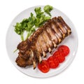 Barbecued pork spare ribs on a white background Royalty Free Stock Photo